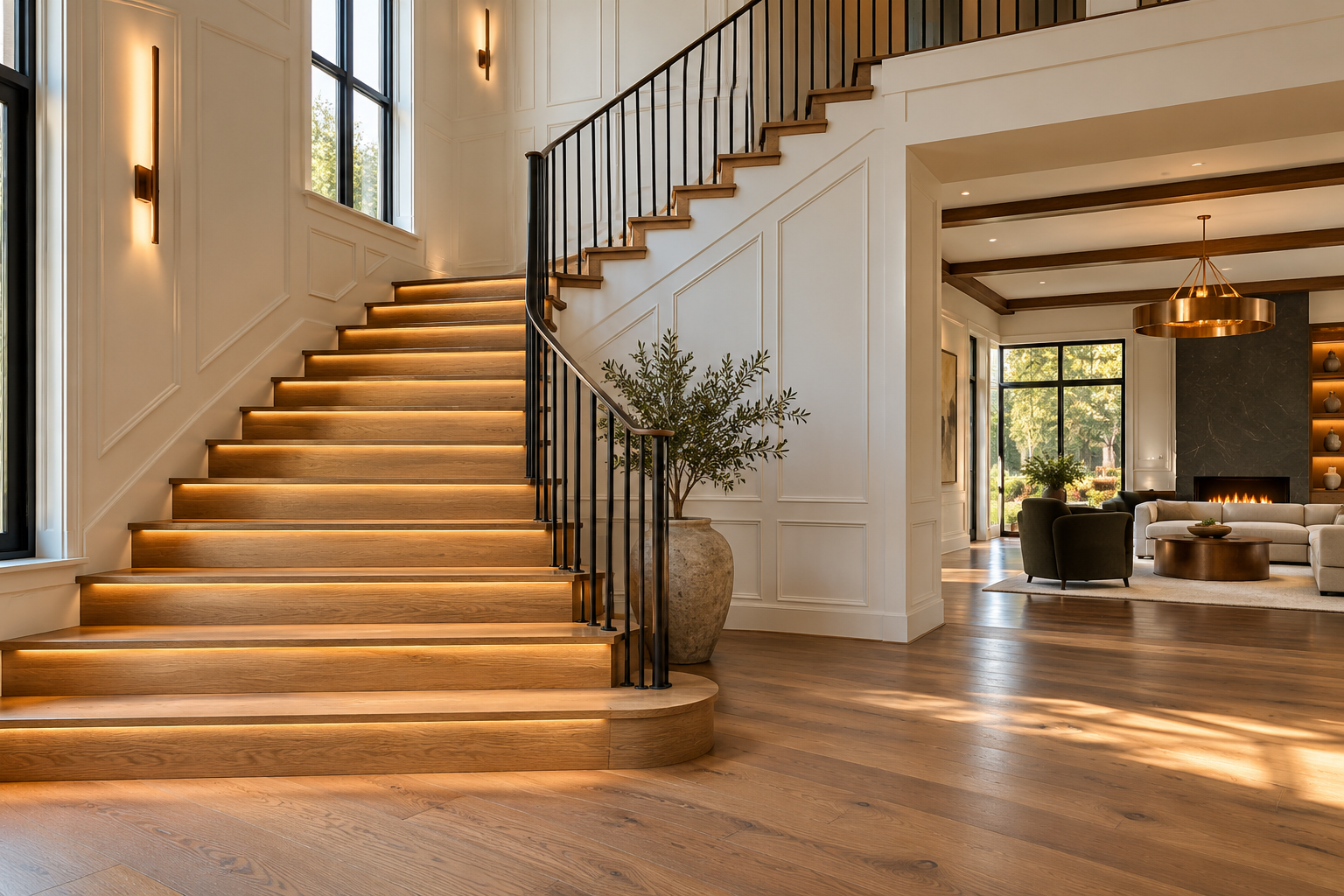 Illustrative design concept with refined stairs and wall details